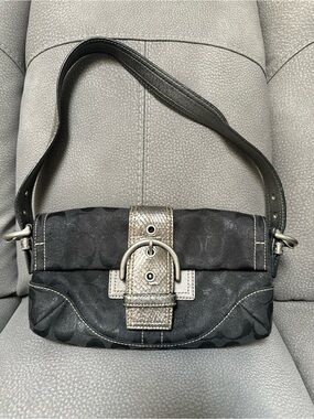 Coach Black Shoulder Bag with Silver Buckle